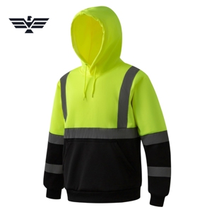 Sudadera de Seguridad de Alta Visibilidad Personalizada, de Poliéster, Tallas Grandes, con Serigrafía, Fusión sin Costuras, Cinta Reflectante, Sudadera de Trabajo |   Para Hombre - Product Image 3