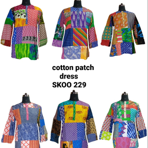 เดรสแฟชั่นสไตล์โบฮีเมียนผ้าคอตตอนแพทช์ Kurta สำหรับผู้หญิงสไตล์หวานความยาว MIDI พร้อมกระดุมตกแต่งผ้าส่งออกคุณภาพสูง - Product Image 2