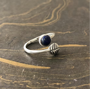 Handcrafted Custom <b>Lapis</b> <b>Lazuli</b> Silver 925 <b>Ring</b> - Natural Blue Stone Adjustable Leaf Shaped Jewelry Manufacturer - Product Image 2
