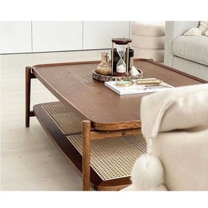 Coffee Table Design Living Room Furniture Natural PE & Wood <b>Frame</b> outside Wood Minimalism Functional Vietnam 1 Year Warranty - Product Image 1