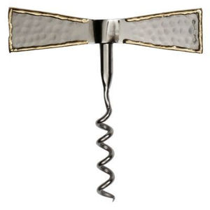 Sacacorchos Elegante de Metal Martillado con Mango en T y Detalles en Oro, Abridor de Botellas de Vino de Acero Inoxidable, Accesorio de Cocina y Bar de Lujo - Product Image 1