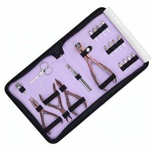 Kit d'outils professionnels pour extensions de cheveux : Pince à sertir les micro-perles à 3 trous, Outil pour extensions adhésives, Outil de retrait de micro-perles, Anneau de séparation, Mini-ciseaux - Product Image 1