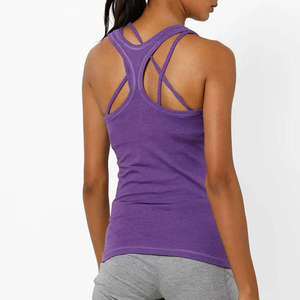 Camisetas sin Mangas con Cuello Redondo para Mujer, Color Morado, Algodón/Fibra de Bambú, Tallas Grandes, Tops de Mujer de Pakistán - Product Image 4