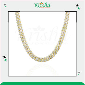 Chaîne cubaine en or massif 10 carats de haute qualité avec petits diamants, bijoux de fiançailles pour soirée, disponible au prix de gros pour l'exportation - Product Image 4