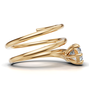 Bague en or 18 carats avec diamant marquise cultivé en laboratoire certifié IGI, sertie en spirale, style solitaire moderne pour fiançailles - Product Image 3