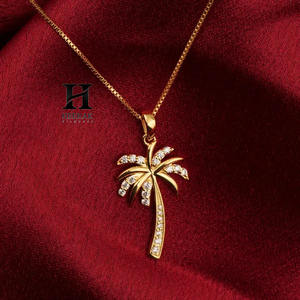 Luxury <b>Palm</b> <b>Tree</b> Pendant <b>Necklace</b> 14K Gold Plated VVS Moissanite Lab Grown Diamond Tropical Coconut <b>Tree</b> Charm <b>Necklace</b> forWomen - Product Image 4