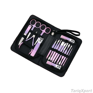 Professional Manicure <b>Kit</b> With Stainless Steel Tools Portable Leather Case 18 In 1 <b>Nail</b> Care Set For Adults - Product Image 3