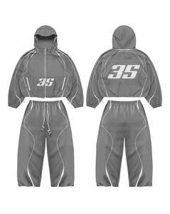 Tracksuit 2 Piece Zipper Jacket Trouser 100% Nylon DTF Logo Slim Fit Heavyweight Reflector Line Summer Casual Solid Men's - Product Image 1