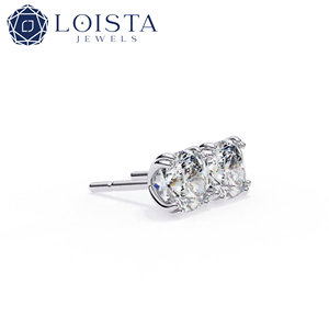 Élégantes boucles d'oreilles en or blanc 18 carats avec diamants de laboratoire pour femmes, taille brillant rond, certifiées IGI - Product Image 3
