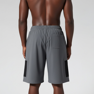 Shorts homme 100% coton, 2 tons, OEM/ODM, haute qualité, grandes tailles, pour la course, taille élastique, respirant, style hip hop. - Product Image 2