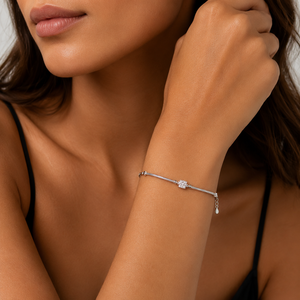 925 Sterling <b>Silver</b> Diamond <b>Chain</b> Bracelet for Women High Polish Minimalist Party Wedding Daily Wear Gift Jewelry - Product Image 1