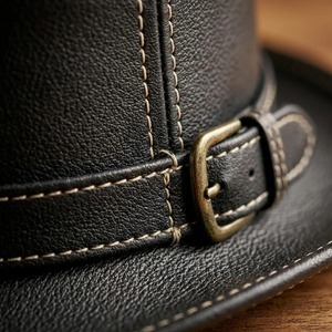 Chapeau haut de forme en cuir personnalisé de haute qualité pour hommes, coiffe structurée classique avec finition de surface premium, design sur mesure et vente en gros - Product Image 6