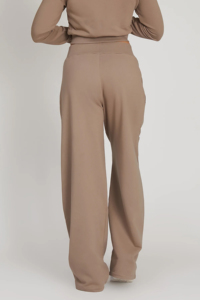 <b>Women's</b> Solid Brown High Waist Wide Leg Sweatpants <b>Loose</b> Fleece Casual <b>Trousers</b> With Pockets - Product Image 2