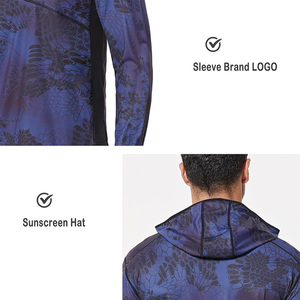 Camisa Deportiva de Manga Larga para Hombre, Cuello Alto, Transpirable, Estampado de Camuflaje Azul, Secado Rápido, Informal, para Pesca, Verano - Product Image 4