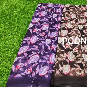 Sari de georgette premium con estampado floral y blusa, ideal para fiestas, ligero, ropa étnica, proveedor mayorista para exportación. - Product Image 1