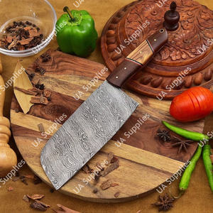 Couteau de Chef Ambidextre en Acier Damas Forgé à la Main, Motif Torsadé Vintage, Lame Droite Robuste pour Hacher la Viande - Product Image 4