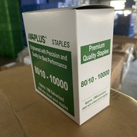 APLUS Agrafe de qualité industrielle, pointe biseautée, en fer lisse, revêtement en flocons de zinc, 80/10-10000, 12,9 mm, CROWN 0,65x0,95 mm, tige 10 mm de longueur