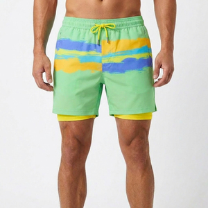 Short de bain décontracté pour homme avec poche pour téléphone, 2-en-1, motif ancre noire, 100% coton, livraison rapide - Product Image 6