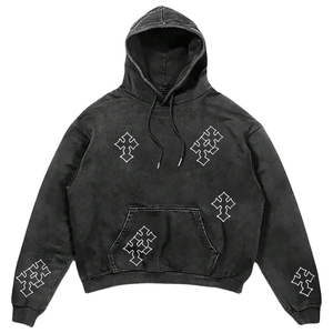 เสื้อฮู้ดดี้ทรงโอเวอร์ไซส์สไตล์สตรีทแวร์สำหรับผู้ชาย ล้างสีแบบแอซิดวอช เนื้อผ้าหนา ใส่สบาย เหมาะสำหรับออกกำลังกาย ทรงบ็อกซี่ แฟชั่นฤดูหนาวสไตล์คนเมือง - Product Image 1