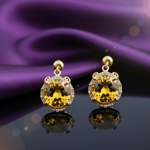 Boucles d'oreilles clous en pierres précieuses hydro jaunes de 4 pouces, 10 mm, en argent sterling 925 plaqué or 18 carats, 10 grammes, bijoux de créateur pour fêtes et mariages - Product Image 3