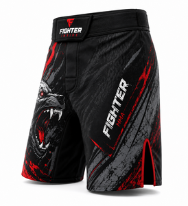 กางเกงชกมวย MMA สำหรับผู้ชาย ลายพิมพ์ซับลิเมชั่น สีดำแดง ลายหมาป่า ระบายเหงื่อได้ดี ยืดหยุ่นได้ เหมาะสำหรับการฝึกซ้อมระดับมืออาชีพ - Product Image 5