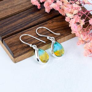 Bi Color Tourmaline Sterling <b>Silver</b> <b>Stud</b> <b>Earrings</b>, 925 Natural Gemstone Bridal Jewelry, Handmade Gift for Her - Product Image 1