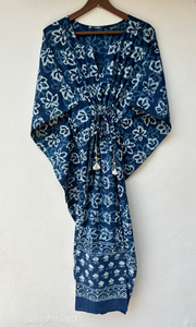 Vestido Kaftán Casual de Verano sin Mangas con Estampado Floral Digital, de Algodón, para Mujer, Traje de Baño, Disponible en Islas del Pacífico Asiático - Product Image 3