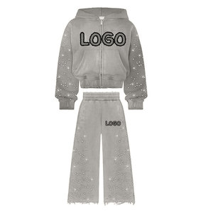 Ensemble de survêtement 2 pièces pour homme en coton épais 350G respirant, coupe ample et courte, couleur unie, style streetwear oversize à jambes larges - Product Image 5