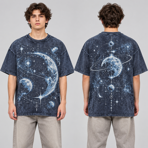 เสื้อยืดลายกราฟิกภูเขา สไตล์ Y2K ล้างสีแบบแอซิด ทรงโอเวอร์ไซส์ ลายวิวทิวทัศน์สีน้ำตาลพร้อมรูปนก รับสั่งซื้อจำนวนมาก ผลิตจากโรงงาน รับออกแบบลายตามสั่ง แขนสั้น - Product Image 2