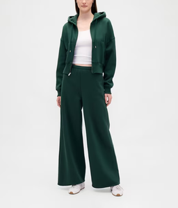 Wholesale Sets for Women Custom 100% Cotton Long Sleeve Full <b>Zip</b> Hoodie Oversized Loose Fit Drawstring Wide Leg Pants OEM Made - Product Image 4