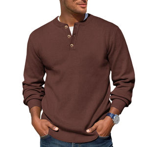 Vente en gros de pulls d'hiver à manches longues pour hommes, de haute qualité, épais, respirants, en coton mélangé. - Product Image 1