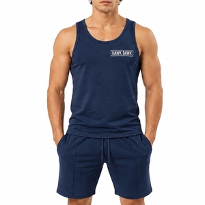 Ensemble d'été décontracté pour homme : débardeur sans manches et short, coupe ample et décontractée - Product Image 1