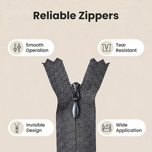 Black Open-End <b>Plastic</b> Zipper Non-Lock <b>Slide</b> for Garment Use High Quality Close-End Nylon Zipper Heavy Duty Garment Dress Skirt - Product Image 5