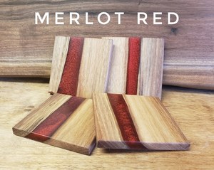 Handmade Natural Acacia Resin Wood River Coasters Modern <b>Square</b> Design Live Edge Epoxy Resin <b>Set</b> of 4 - Product Image 6