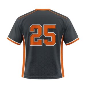 Maillot de lacrosse unisexe gris et orange en polyester, coupe athlétique légère, vêtements de sport d'équipe pour l'entraînement et les matchs - Product Image 2