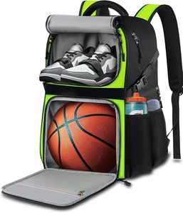 Sac à dos de basketball rouge et noir avec compartiment à chaussures, poche latérale en mesh, sac d'entraînement sportif - Product Image 1