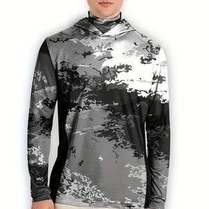 Sweat à capuche de pêche imprimé à manches longues, protection UV, tissu respirant pour la pêche en plein air - Product Image 2