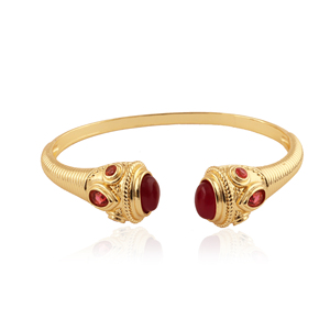 Wholesale Fashion Jewelry Gold Plated <b>Bracelet</b> Ruby Jade and Ruby Quartz <b>Gemstone</b> Vintage Cuff Adjustable <b>Bracelets</b> for Unisex - Product Image 2
