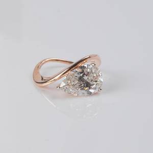 4.03 Carat Pear Diamond Grande <b>Statement</b> <b>Ring</b> in 14K Rose Gold Bold Glamorous Cocktail Jewelry with Elegant Vintage Inspired App - Product Image 1