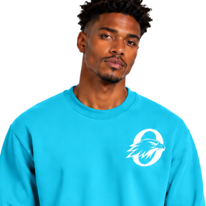 Sweat-shirt bleu ciel pour homme, col rond, manches longues, pull décontracté en polaire, logo personnalisé, streetwear, vêtements de sport d'hiver, vente en gros - Product Image 5
