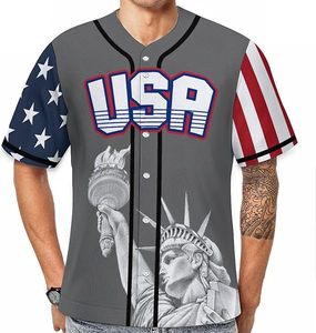 Maillot de baseball USA pour homme, uniforme en mesh sublimé, manches courtes, respirant, polyester, vêtements d'équipe, design America 1, antibactérien - Product Image 2