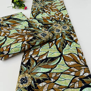 ผ้าฝ้ายพิมพ์ลายแอฟริกันแท้สำหรับเสื้อผ้าแฟชั่นสตรี งานฝีมือ และตัดเย็บ ลิเบีย - Product Image 1