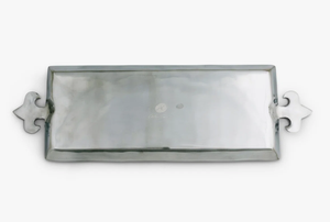 Plateau de service rond en métal argenté poli de haute qualité avec poignées, design orné, compatible lave-vaisselle et micro-ondes, pour restaurant et usage domestique - Product Image 5