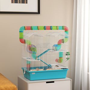 Light Blue 4-Tier Hamster Cage with <b>Exercise</b> <b>Wheel</b> Water Bottle Food Dish Ramps 22.8\" X 14.2\" X 25.6\" for Breeding - Product Image 2