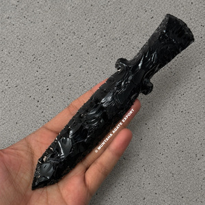 Daga Decorativa de Obsidiana Negra Hecha a Mano, Duradera, de 8 Pulgadas, Figura de Piedra Natural, Pieza de Arte Coleccionable con Tema de Amor, Khambhat - Product Image 6