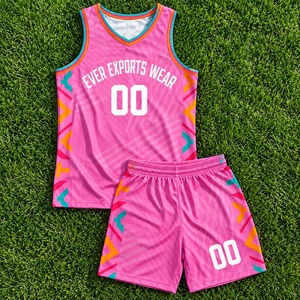 Uniforme de Baloncesto Geométrico Rosa y Verde Azulado, Logotipo Personalizado, Nuevo Diseño, Servicio ODM, Conjunto de Camiseta y Pantalones Cortos Hechos a Medida para Equipos Escolares - Product Image 4