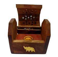 Handcrafted Mango Wood Cone Incense Burner with Carved Lid for Indian Aromatherapy <b>Home</b> <b>Essential</b> Oil All-Season Fragrance - Product Image 4