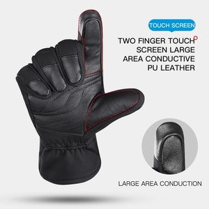 Gants de ski à doigts entiers en cuir noir, isolés thermiquement, avec sangle de poignet réglable, unisexe, pour activités hivernales en plein air - Product Image 4
