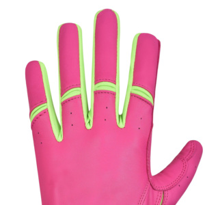 Guantes de Bateo de Béisbol de Cuero Rosa Vibrante Personalizados - Guantes de Bateo Transpirables de Alto Impacto con Ribete Verde Neón Antideslizante - Product Image 5