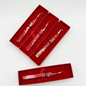 Meilleurs embouts professionnels durables en fibre d'acier inoxydable ensemble de pinces à épiler extension de cils cils à 45/90 degrés longueur 10mm personnalisé - Product Image 3